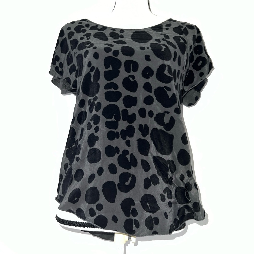 Graham & Spencer Women Black & Grey Short Sleeve Top Blouse Size Medium